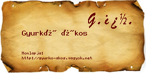 Gyurkó Ákos névjegykártya
